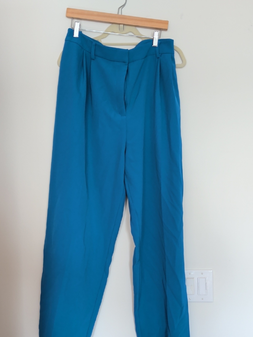 Royal blue Plus Size High-Waist Pleated Trousers